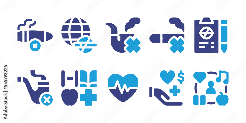 Non Addictive Icon Healthy lifestyle icon set. Duotone color. Vector illustration ...