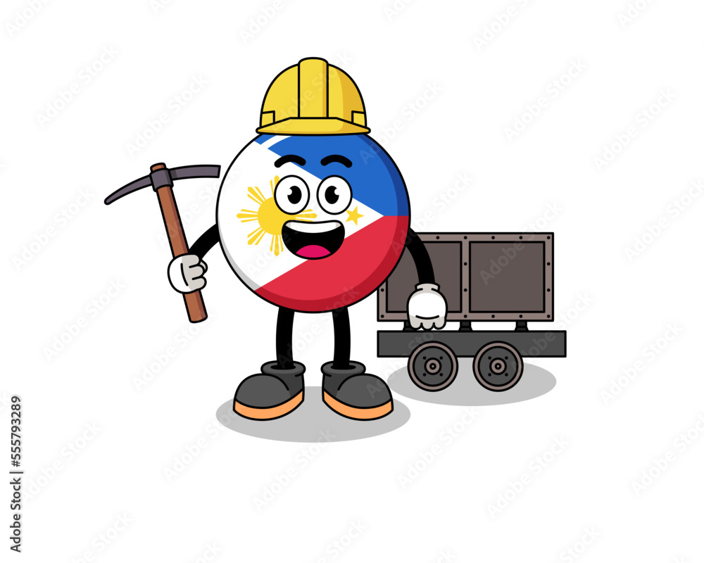 Obraz premium Mascot Illustration of philippines flag miner
