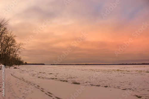 Beautiful winter landscape at the ravine Petrie Island, Ottawa river © Catherine
