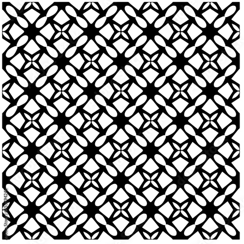 Vector pattern in geometric ornamental style. Black and white abstract background .Seamless repeat pattern.