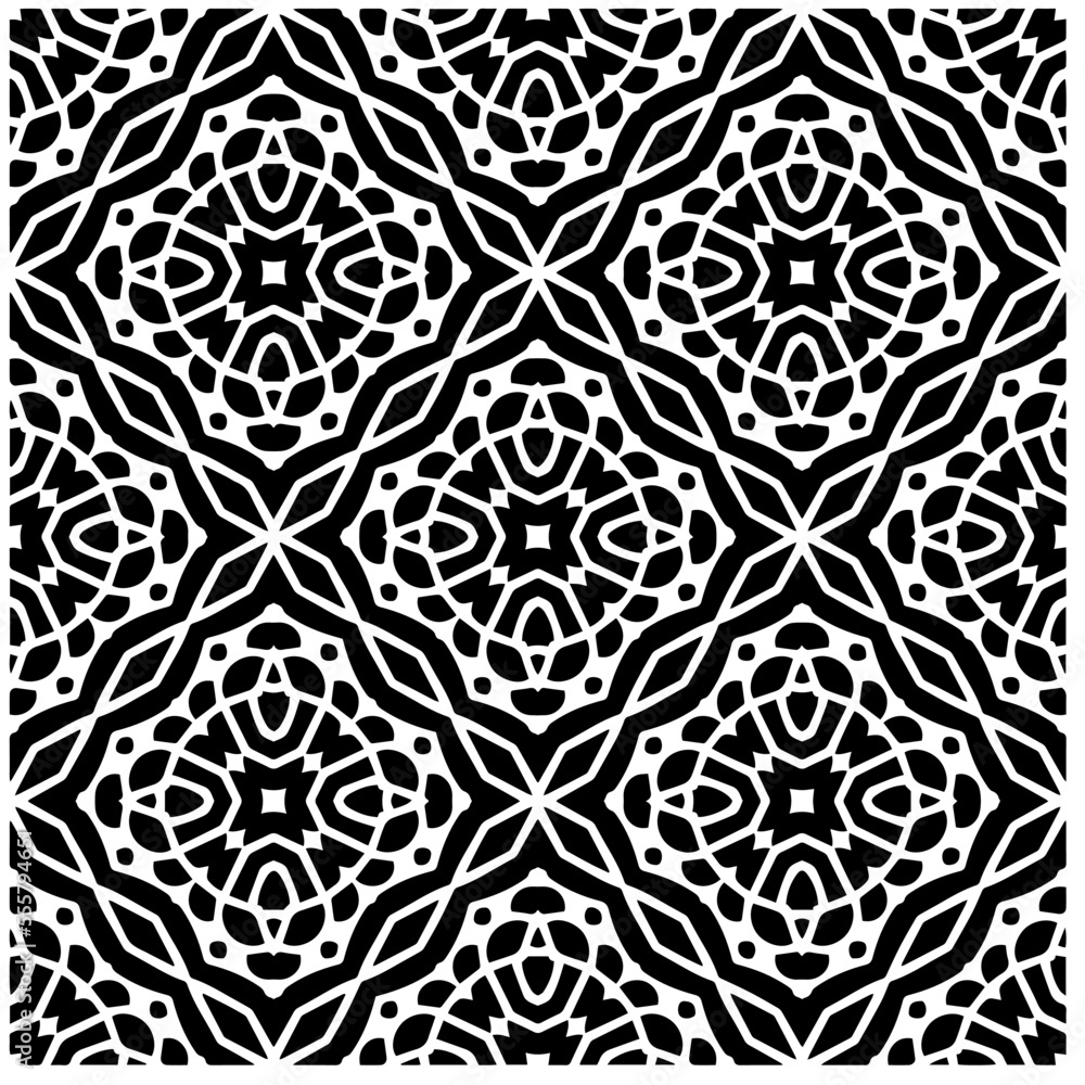 Vector pattern in geometric ornamental style. Black and white abstract background .Seamless repeat pattern. Vector pattern in geometric ornamental style. Black and white abstract background .Seamless repeat pattern.