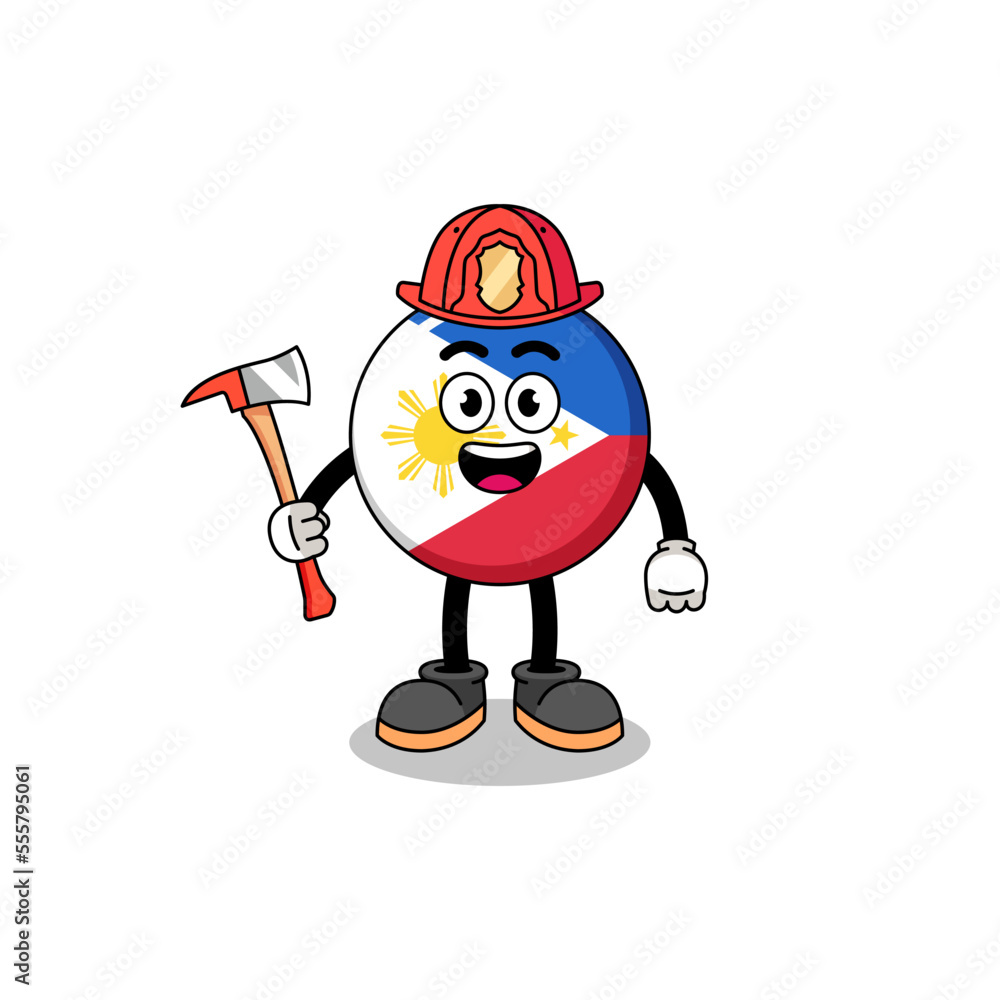 Cartoon mascot of philippines flag firefighter Cartoon mascot of philippines flag firefighter