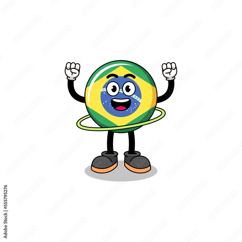 Character Illustration of brazil flag playing hula hoop