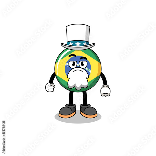 Illustration of brazil flag cartoon with i want you gesture
