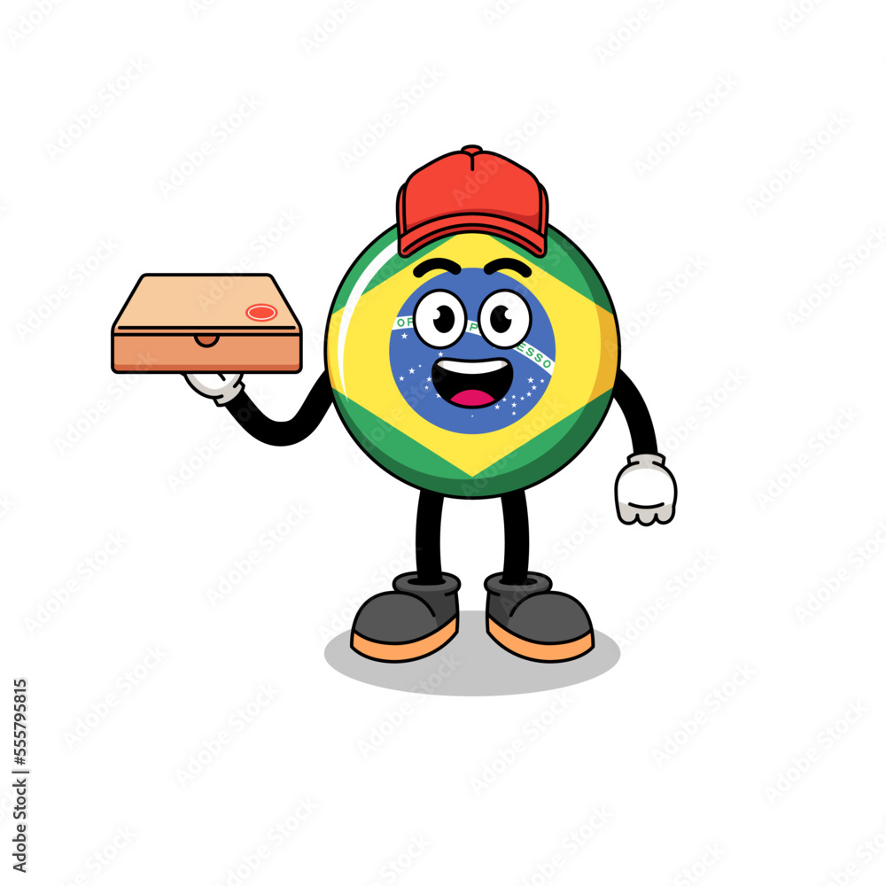 brazil flag illustration as a pizza deliveryman brazil flag illustration as a pizza deliveryman