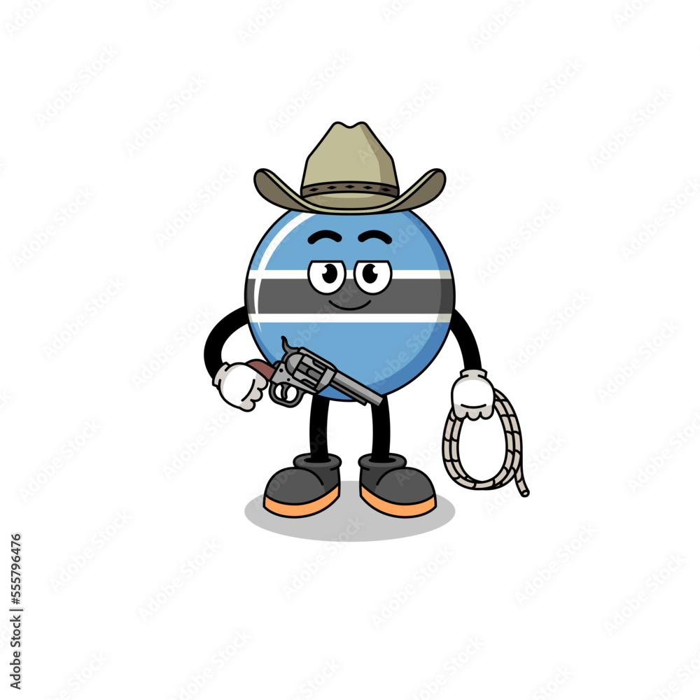 Character mascot of botswana as a cowboy Character mascot of botswana as a cowboy