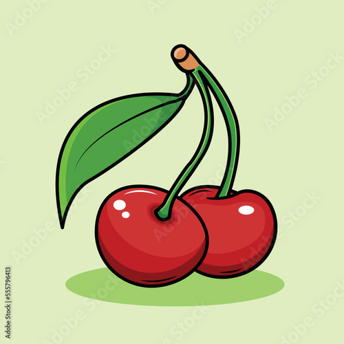 cherry with leaf photo