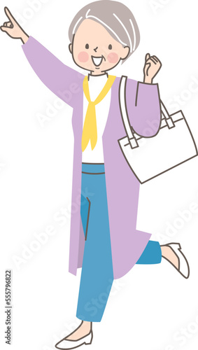 オシャレをしてお出かけするミドル女性のイラスト