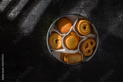 cookies in a metal Christmas jar photo