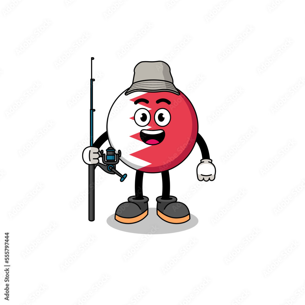 Mascot Illustration of bahrain flag fisherman Mascot Illustration of bahrain flag fisherman