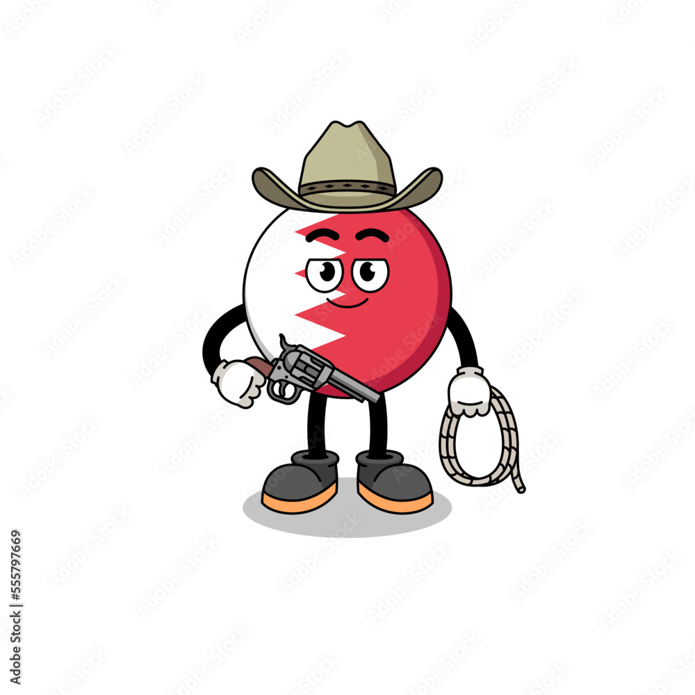Character mascot of bahrain flag as a cowboy Character mascot of bahrain flag as a cowboy