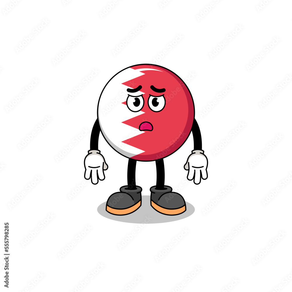 bahrain flag cartoon illustration with sad face bahrain flag cartoon illustration with sad face