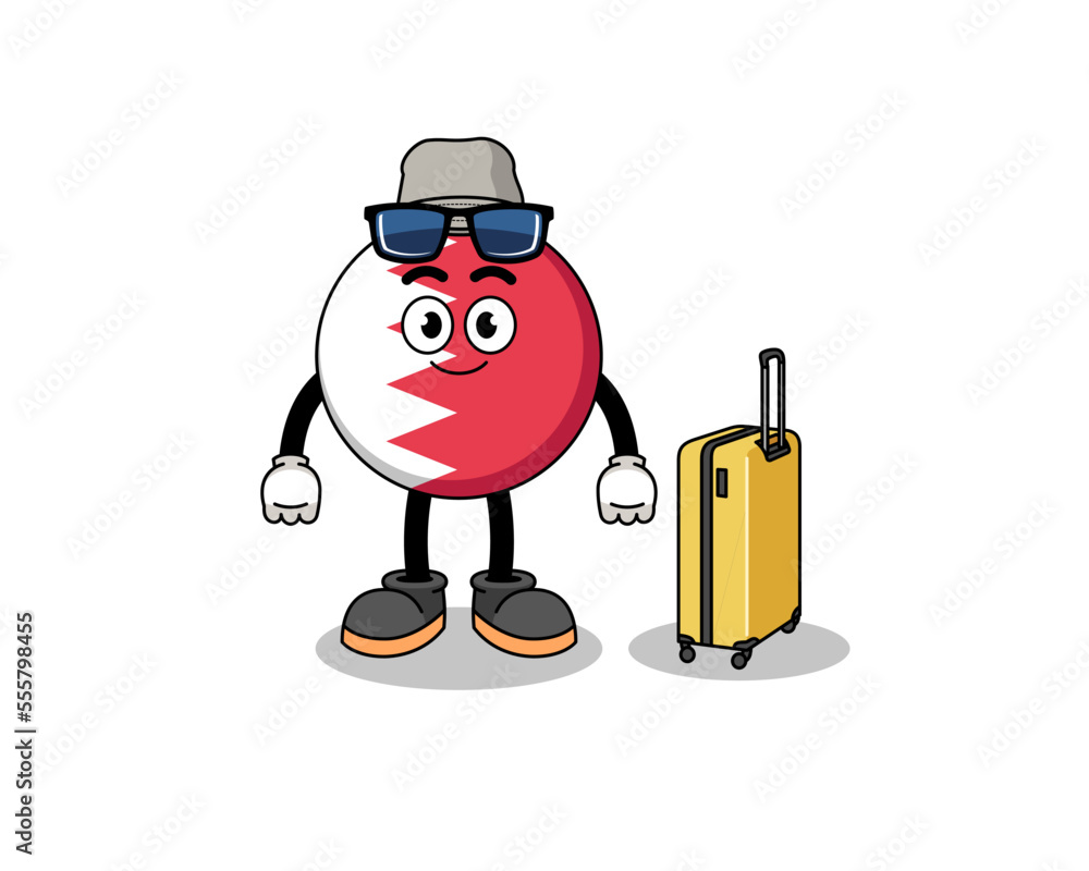 bahrain flag mascot doing vacation