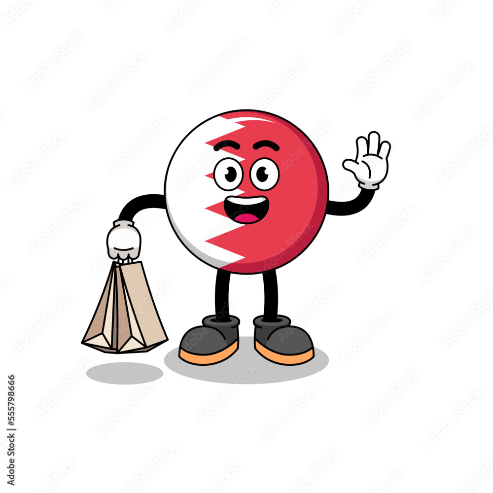 Cartoon of bahrain flag shopping Cartoon of bahrain flag shopping