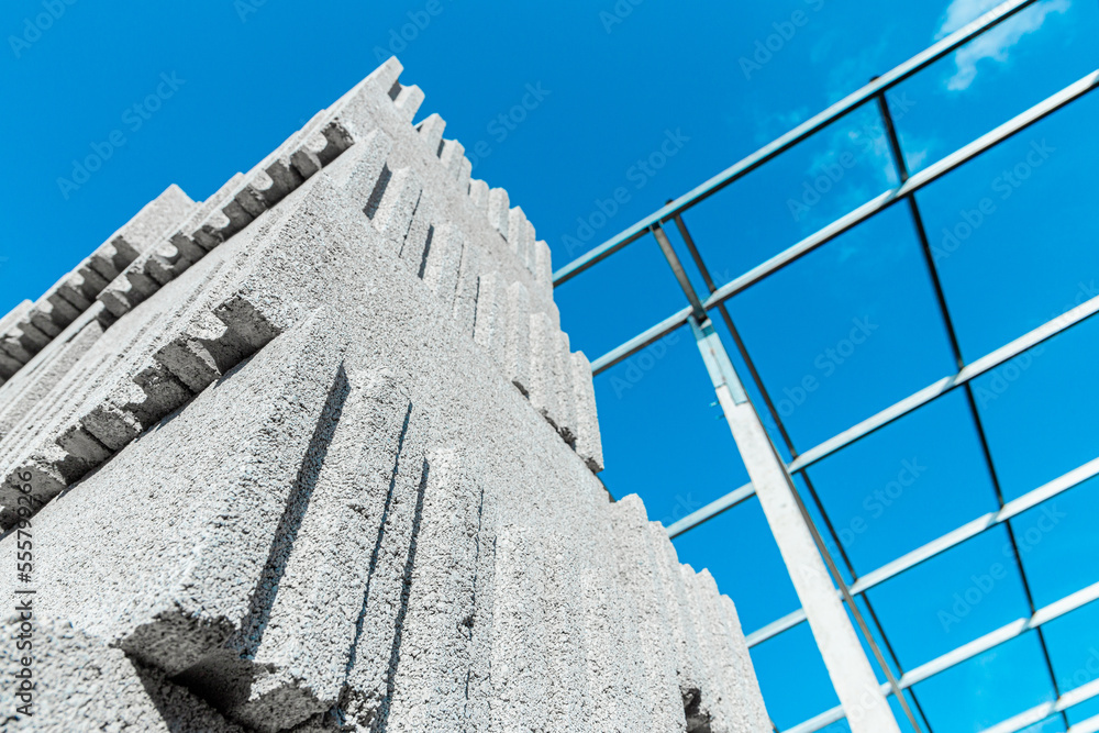 Texture of cinder blocks. Stacked cinder blocks as a background for ...