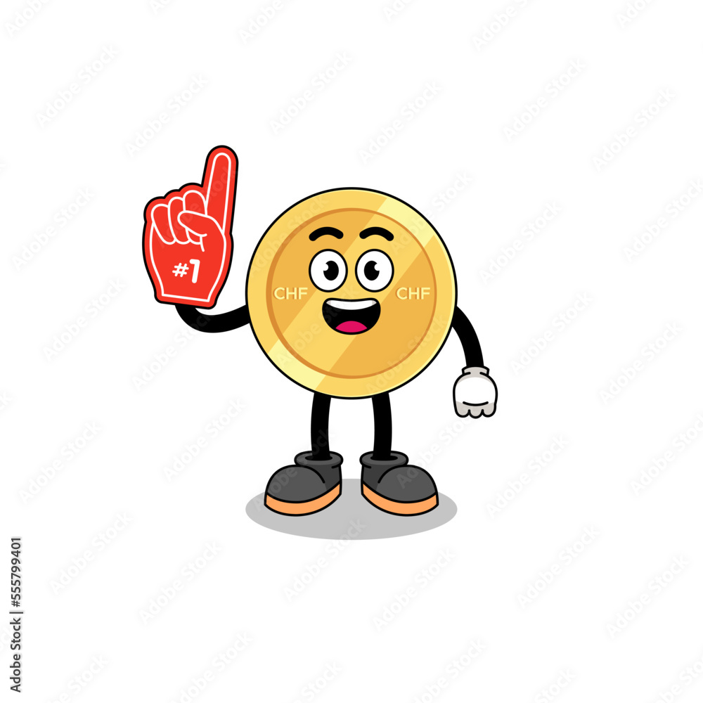 Cartoon mascot of swiss franc number 1 fans Cartoon mascot of swiss franc number 1 fans