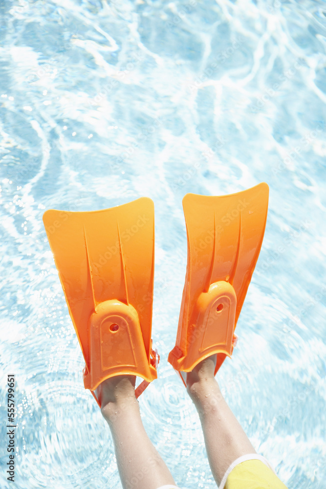 Girl's Legs with Flippers Stock Photo | Adobe Stock