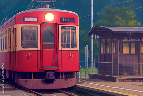 Anime red train in Japan