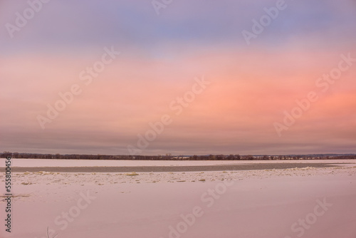 Beautiful winter landscape at the ravine Petrie Island  Ottawa river