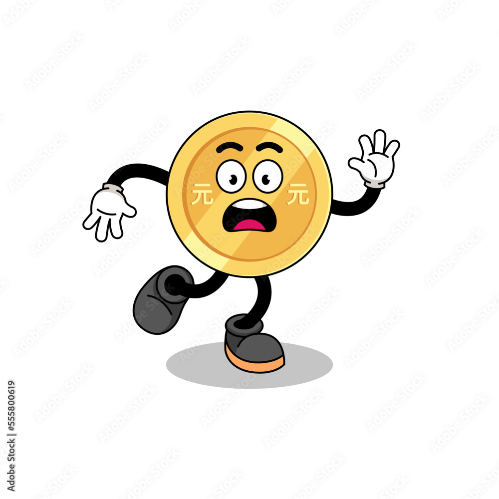 slipping chinese yuan mascot illustration slipping chinese yuan mascot illustration