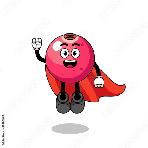 cranberry cartoon with flying superhero