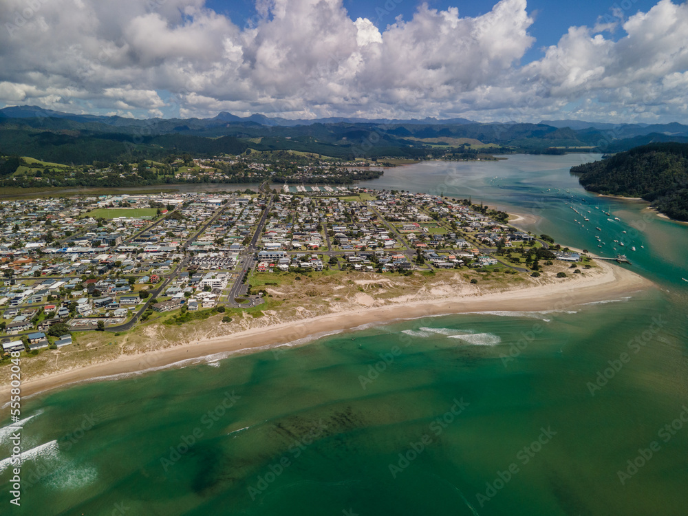 New Zealand beach side town in the summer