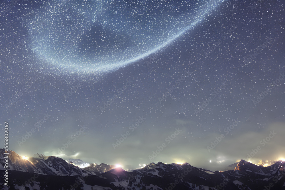 starry night sky, sky, light, stars Generative AI technology