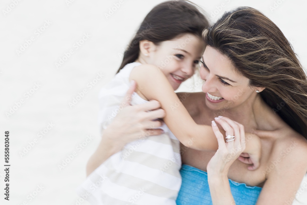 Portrait of Mother and Daughter at Beach, Florida, USA Portrait of Mother and Daughter at Beach, Florida, USA