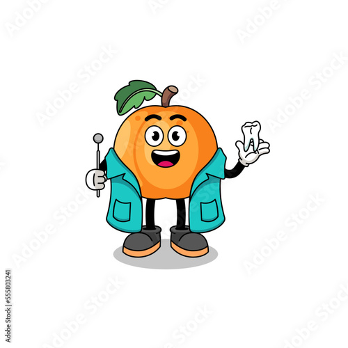 Illustration of apricot mascot as a dentist