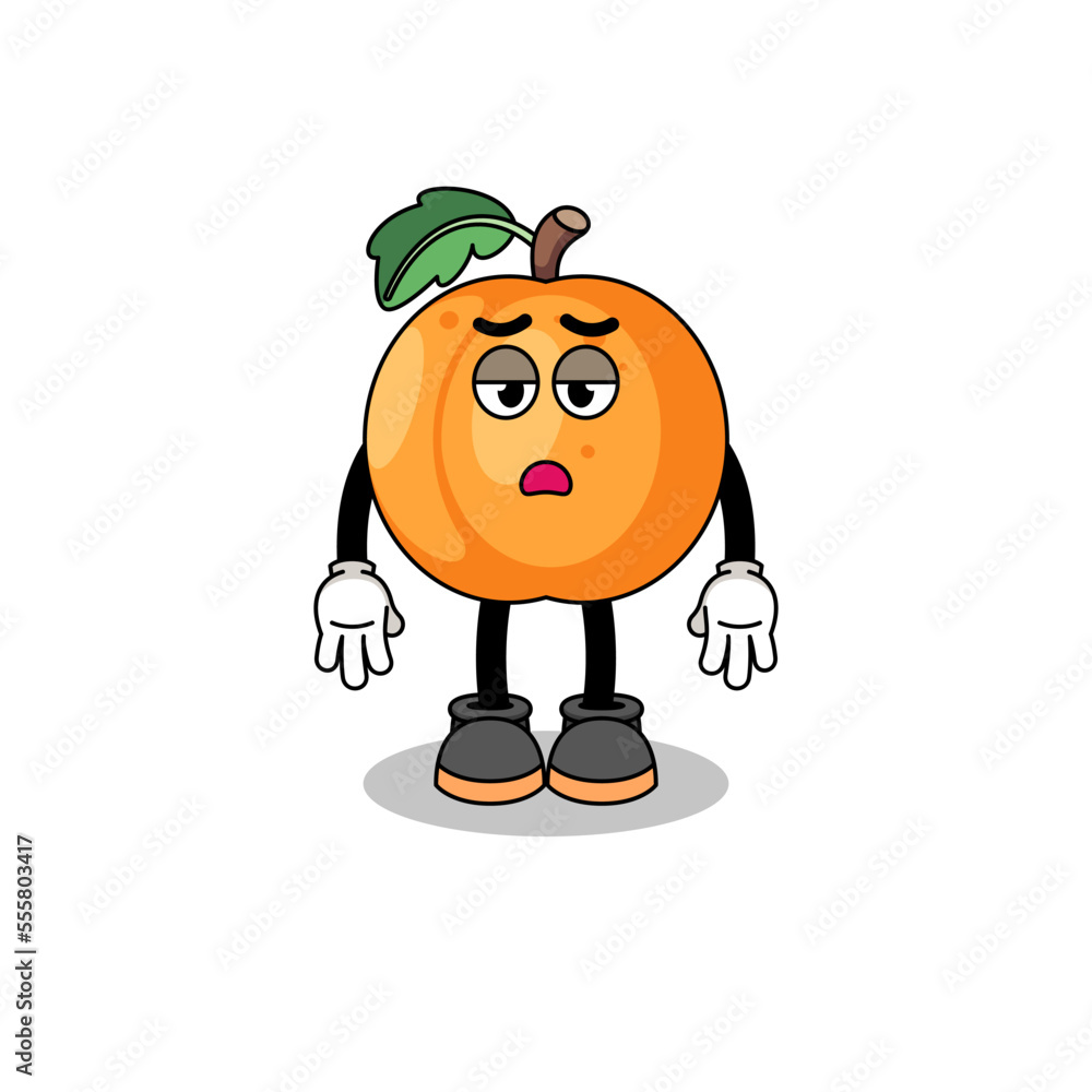 apricot cartoon with fatigue gesture apricot cartoon with fatigue gesture