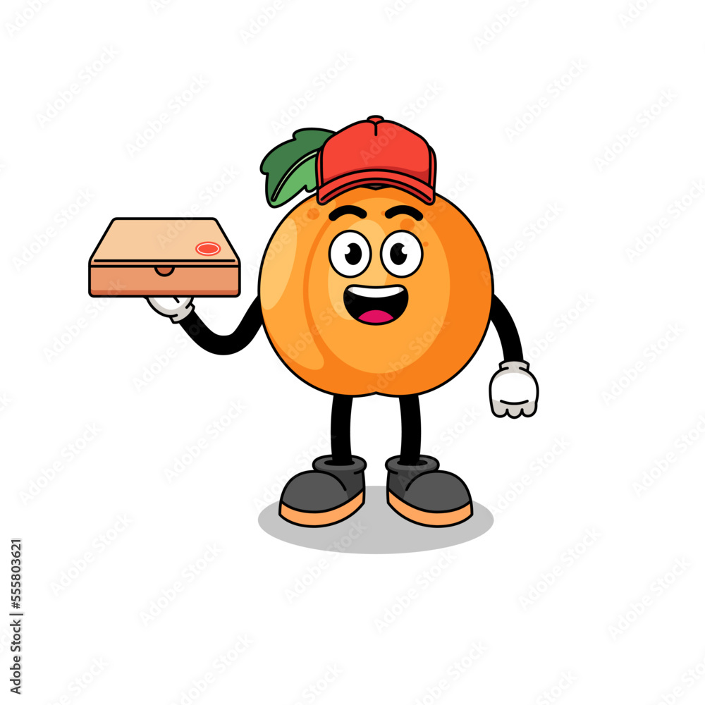 apricot illustration as a pizza deliveryman apricot illustration as a pizza deliveryman