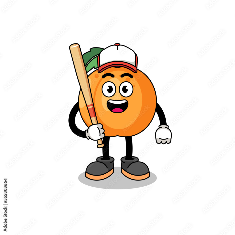 Obraz premium apricot mascot cartoon as a baseball player