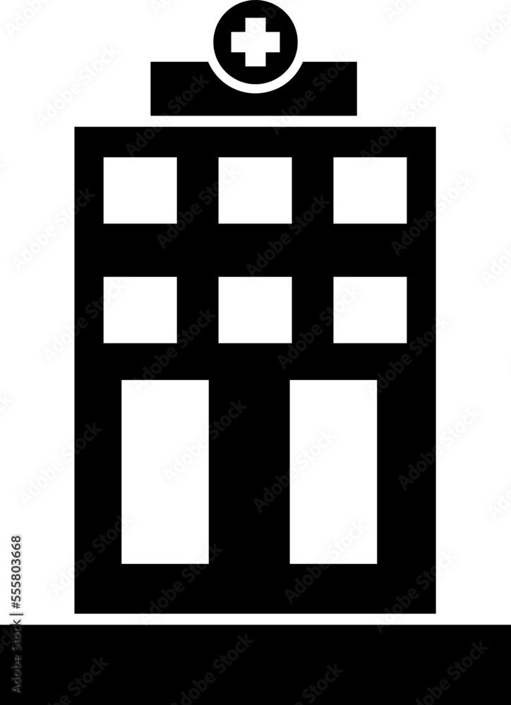 Hospital Building Icon Vector Logo Design Template on white background Hospital Building Icon Vector Logo Design Template on white background