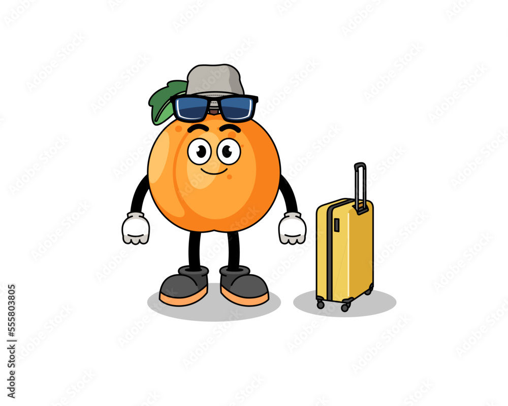 apricot mascot doing vacation