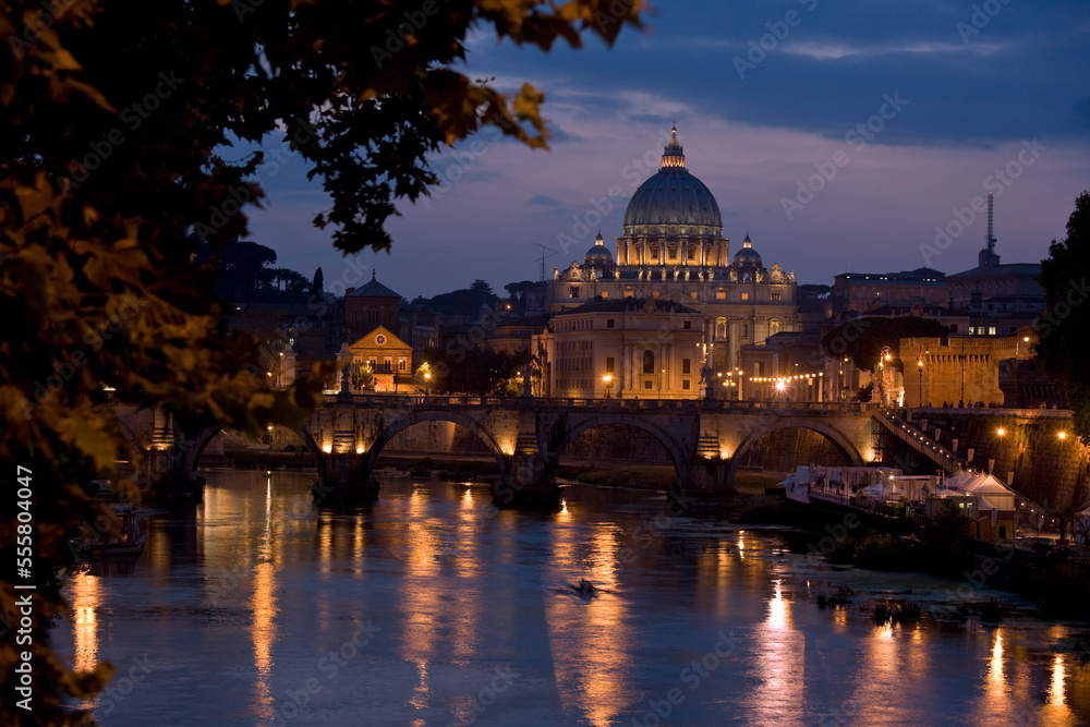 St Peters Basilica and Ponte Sant Angelo, Rome, Lazio, Italy St Peters Basilica and Ponte Sant Angelo, Rome, Lazio, Italy