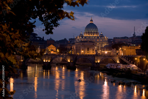 St Peters Basilica and Ponte Sant Angelo, Rome, Lazio, Italy