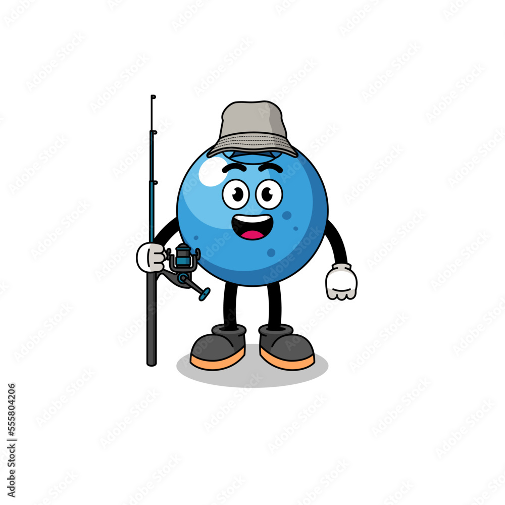 Mascot Illustration of blueberry fisherman