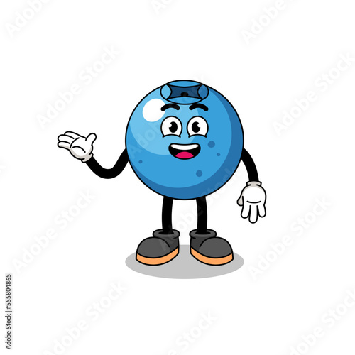 blueberry cartoon with welcome pose