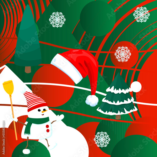 Christmas Background illustration. Cartoon holiday event poster.
