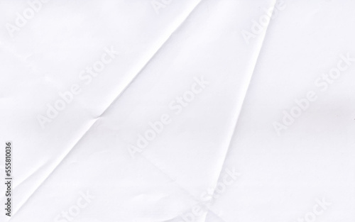White crumpled paper texture background. Clean white paper. Top view.