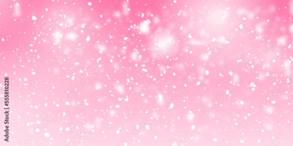 Falling snow. Vector illustration. White snowflakes on pink background. Snow Background. Falling snow. Vector illustration. White snowflakes on pink background. Snow Background.