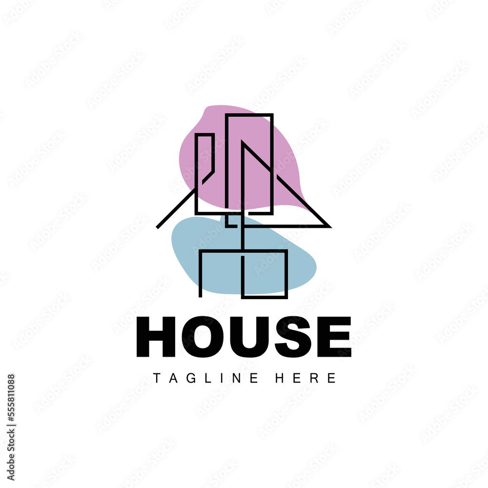 House Logo, Simple Building Vector, Construction Design, Housing, Real Estate, Property Rental