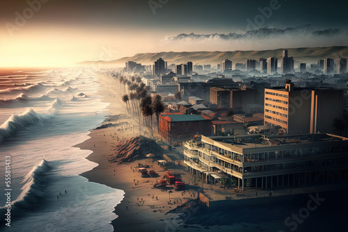 South African city with a beachfront. Generative AI