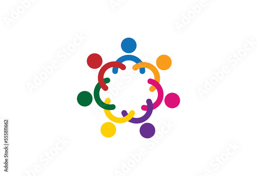 four round unity people care logo icon vector template.