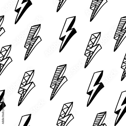 Hand drawn Flash doodle Seamless pattern