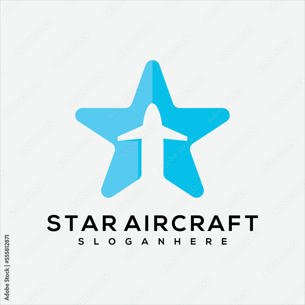 gradient star aircraft logo design illustration icon