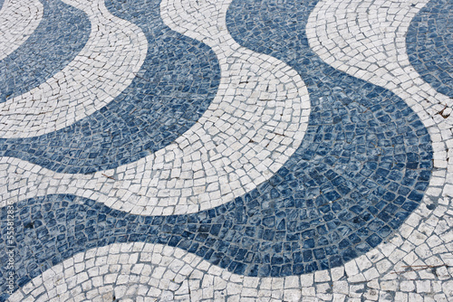 Close-up of Mosaic Pattern on Ground, Lisbon, Portugal photo