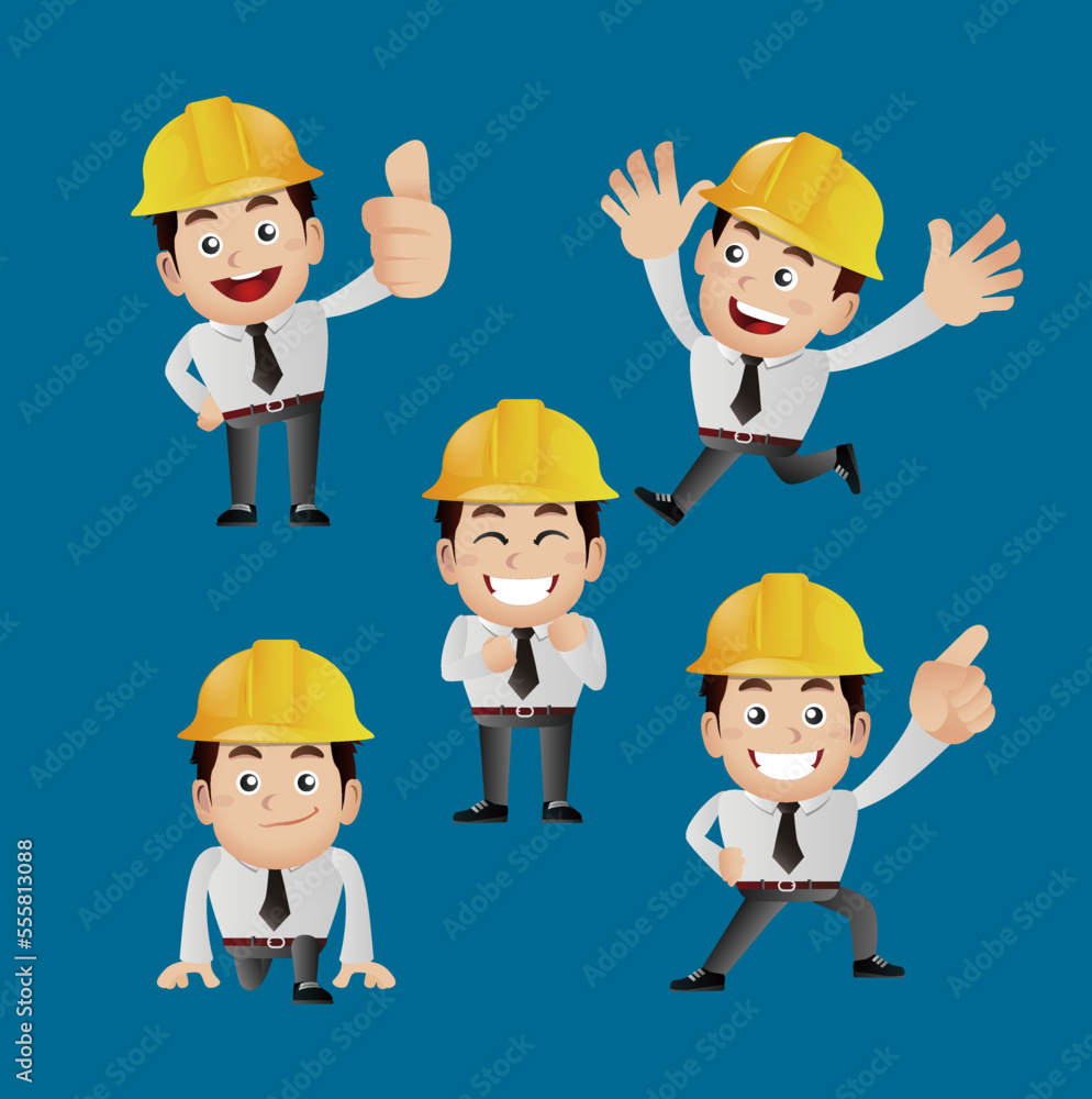 People Set - Profession - engineer with different poses