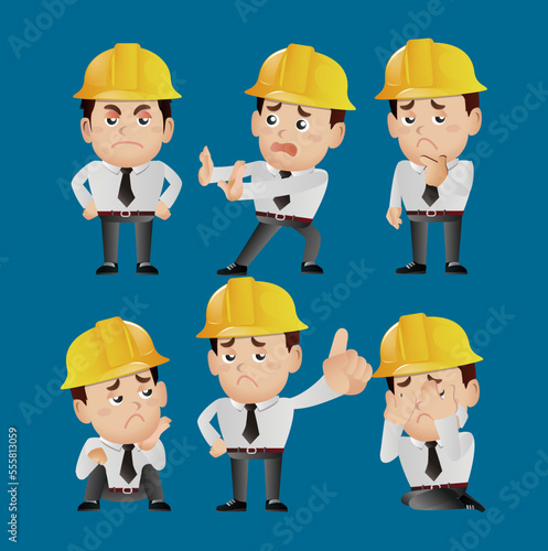 People Set - Profession - engineer with different poses