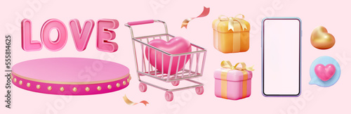 3D valentine's day element set